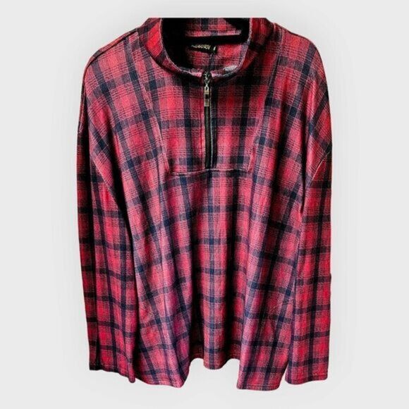 REBORN NEW Plus size plaid warm stylish long sleeve front zip pullover top 3X - Picture 3 of 15